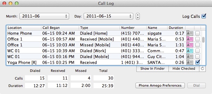 Call Log