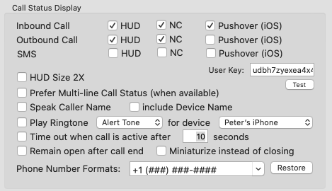 Call Status display